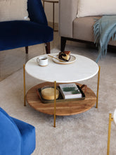 Load image into Gallery viewer, Adorn Home Adrian Solid Wood Center Table with Marble Top