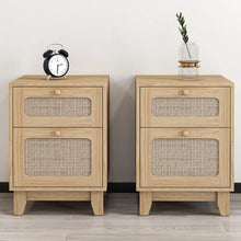 Load image into Gallery viewer, Adorn Homez Cres Wooden Bed side table With Rattan/Cane