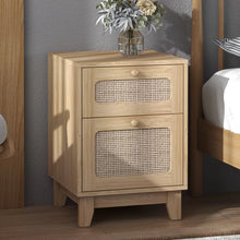 Load image into Gallery viewer, Adorn Homez Cres Wooden Bed side table With Rattan/Cane