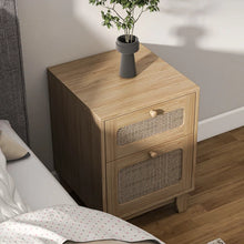 Load image into Gallery viewer, Adorn Homez Cres Wooden Bed side table With Rattan/Cane