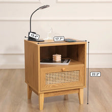 Load image into Gallery viewer, Adorn Homez Glossy Bed Side Table With Rattan/Cane Mesh