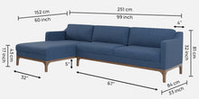 Load image into Gallery viewer, Adorn Homez Luis Premium L shape Sofa in Premium Fabric with Teakwood Base