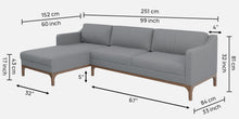 Load image into Gallery viewer, Adorn Homez Luis Premium L shape Sofa in Premium Fabric with Teakwood Base