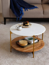 Load image into Gallery viewer, Adorn Home Adrian Solid Wood Center Table with Marble Top