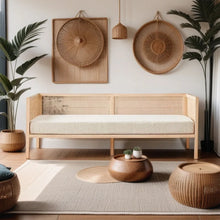 Load image into Gallery viewer, Adorn Homez Iris 3 Seater Sofa With Rattan/Cane