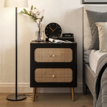 Load image into Gallery viewer, Adorn Homez Aken Bed Side Table with Rattan/Cane