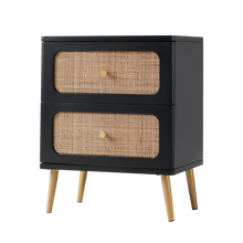 Load image into Gallery viewer, Adorn Homez Aken Bed Side Table with Rattan/Cane