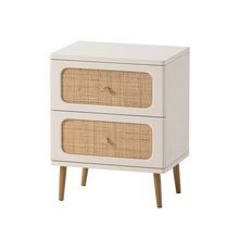 Load image into Gallery viewer, Adorn Homez Aken Bed Side Table with Rattan/Cane