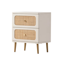 Load image into Gallery viewer, Adorn Homez Aken Bed Side Table with Rattan/Cane