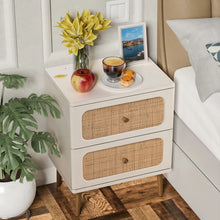 Load image into Gallery viewer, Adorn Homez Aken Bed Side Table with Rattan/Cane
