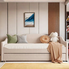Load image into Gallery viewer, Adorn Homez Danaid Trundle Wooden Daybed Without Storage in Fabric