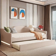 Load image into Gallery viewer, Adorn Homez Danaid Trundle Wooden Daybed Without Storage in Fabric