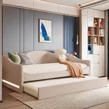 Load image into Gallery viewer, Adorn Homez Danaid Trundle Wooden Daybed Without Storage in Fabric