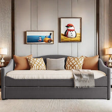 Load image into Gallery viewer, Adorn Homez Danaid Trundle Wooden Daybed Without Storage in Fabric