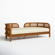 Load image into Gallery viewer, Adorn Homez Kaylee Teak Wood 3 Seater Sofa with Rattan/Cane Mesh