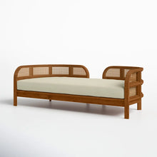 Load image into Gallery viewer, Adorn Homez Kaylee Teak Wood 3 Seater Sofa with Rattan/Cane Mesh