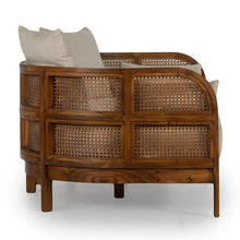 Load image into Gallery viewer, Adorn Homez Kaylee Teak Wood 3 Seater Sofa with Rattan/Cane Mesh