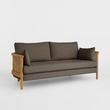 Load image into Gallery viewer, Adorn Homez Sierra 3 Seater Sofa Solid Wood In Fabric With Rattan/Cane