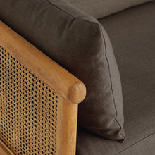 Load image into Gallery viewer, Adorn Homez Sierra 3 Seater Sofa Solid Wood In Fabric With Rattan/Cane
