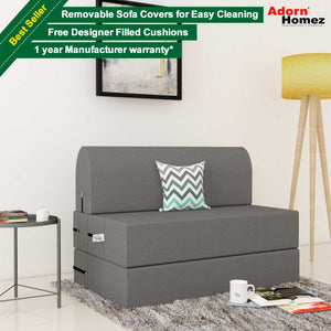Adorn Homez Zeal 1 Seater Sofa Bed - 2.5ft X 6ft With Free Designer Filled Cushions