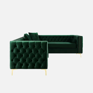 Adorn Homez Carmel L shape Sofa (6 Seater) - in Premium Suede Velvet Fabric