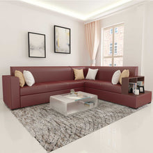 Load image into Gallery viewer, Adorn Homez Prime L-Shape Sofa Set (6 Seater) in Leatherette - with Side Table and Glass Holder
