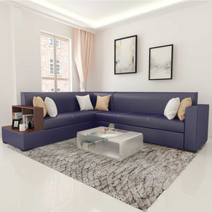 Adorn Homez Prime L-Shape Sofa Set (6 Seater) in Leatherette - with Side Table and Glass Holder