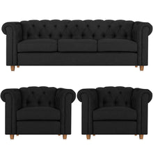 Load image into Gallery viewer, Adorn Homez Strathford Chesterfield Premium Sofa Set 3+1+1 in Fabric
