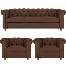 Load image into Gallery viewer, Adorn Homez Strathford Chesterfield Premium Sofa Set 3+1+1 in Fabric