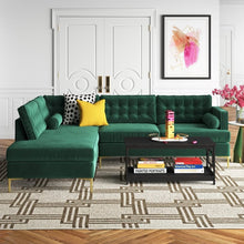 Load image into Gallery viewer, Adorn Homez Bruno L Shape Sofa (5 Seater) in Premium Suede Velvet Fabric