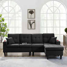 Load image into Gallery viewer, Adorn Homez Malta L shape Sofa (6 Seater) with Cup Holder in Fabric