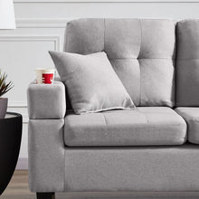 Load image into Gallery viewer, Adorn Homez Malta L shape Sofa (6 Seater) with Cup Holder in Fabric
