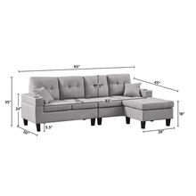 Load image into Gallery viewer, Adorn Homez Malta L shape Sofa (6 Seater) with Cup Holder in Fabric