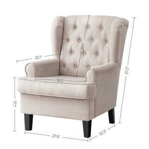 Adorn Homez Atmore wing Chair in Fabric
