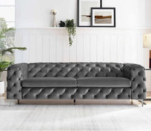 Load image into Gallery viewer, Adorn Homez Brisbane Chesterfield Premium 3 Seater Sofa in Premium Velvet Suede Fabric