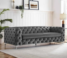 Load image into Gallery viewer, Adorn Homez Brisbane Chesterfield Premium 3 Seater Sofa in Premium Velvet Suede Fabric