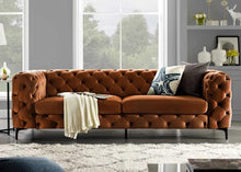 Load image into Gallery viewer, Adorn Homez Brisbane Chesterfield Premium 3 Seater Sofa in Premium Velvet Suede Fabric
