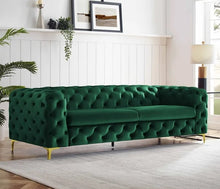Load image into Gallery viewer, Adorn Homez Brisbane Chesterfield Premium 3 Seater Sofa in Premium Velvet Suede Fabric