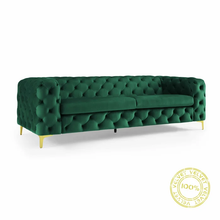 Load image into Gallery viewer, Adorn Homez Brisbane Chesterfield Premium 3 Seater Sofa in Premium Velvet Suede Fabric