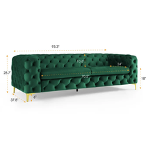 Load image into Gallery viewer, Adorn Homez Brisbane Chesterfield Premium 3 Seater Sofa in Premium Velvet Suede Fabric