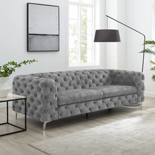 Load image into Gallery viewer, Adorn Homez Brisbane Chesterfield Premium 3 Seater Sofa in Premium Velvet Suede Fabric