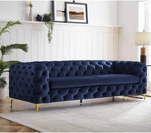 Load image into Gallery viewer, Adorn Homez Brisbane Chesterfield Premium 3 Seater Sofa in Premium Velvet Suede Fabric