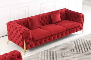 Adorn Homez Luxurious Adam 3 Seater Sofa in Premium Suede Velvet Fabric