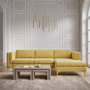 Adorn Homez Lailah Premium L shape Sofa (5 Seater) in Suede Velvet Fabric