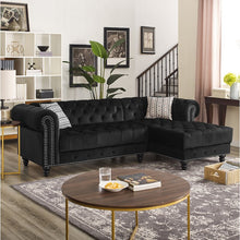 Load image into Gallery viewer, Adorn Homez Lora Chesterfield L Shape Premium Sofa in Suede Fabric
