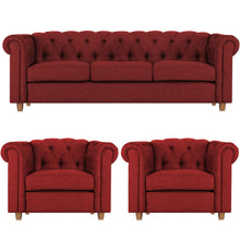 Load image into Gallery viewer, Adorn Homez Strathford Chesterfield Premium Sofa Set 3+1+1 in Fabric