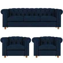 Load image into Gallery viewer, Adorn Homez Strathford Chesterfield Premium Sofa Set 3+1+1 in Fabric