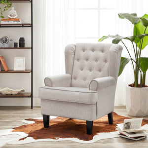 Adorn Homez Atmore wing Chair in Fabric