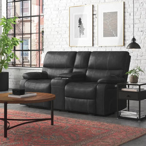 Adorn Homez Daniel 2 Seater Automatic Recliner in Leatherette with Glass Holder