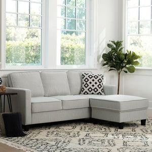 Adorn Homez Riga 3 Seater Sofa +Ottoman in Linen Fabric - Order Now